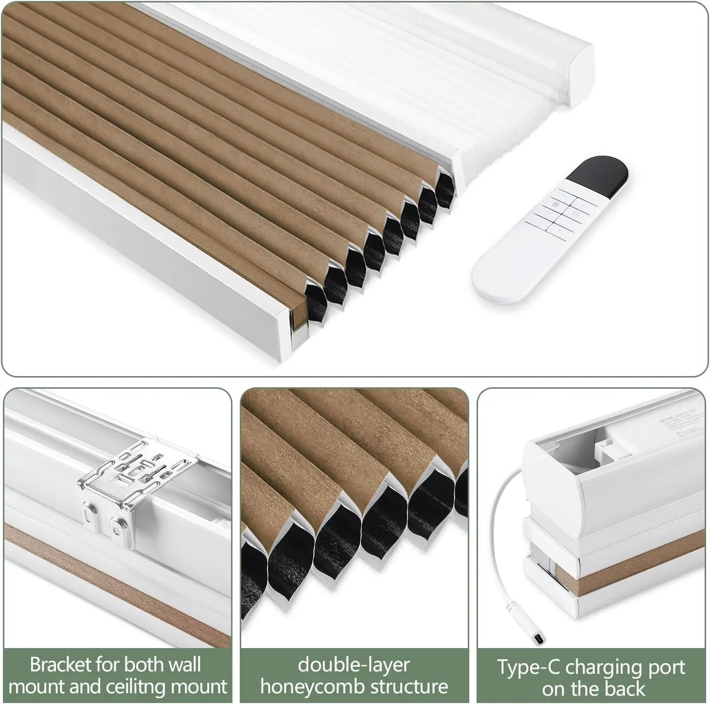 PREMIUM Double-Layer Motorized Day & Night Honeycomb Blinds FOR Bedroom Living Room Windows view 5