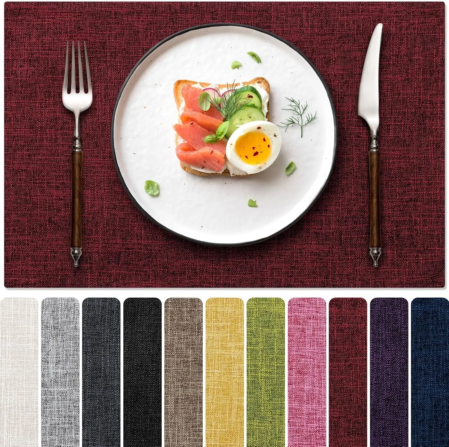 

Набор из 8 двухслойных утолщенных салфеток из искусственного льна, термостойкие, машинная стирка