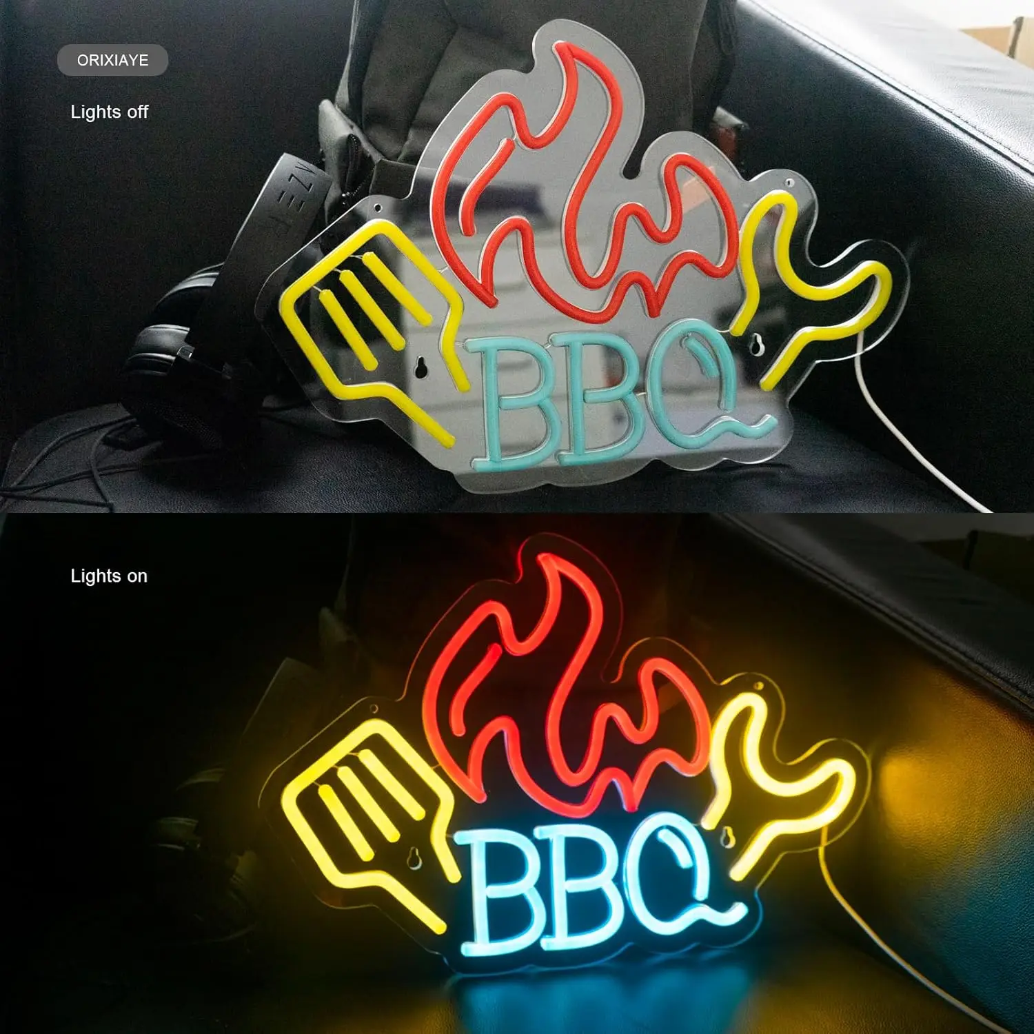 BBQ Neon Sign USB Powered LED Neon Light for Barbecue Restaurant Home Party Family Gathering Man Cave Bar BBQ Shop Wall Decor