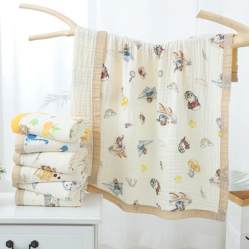 Gauze bath towel cotton enlarged baby blanket child quilt newborn class A six-layer gauze neonatal coated baby