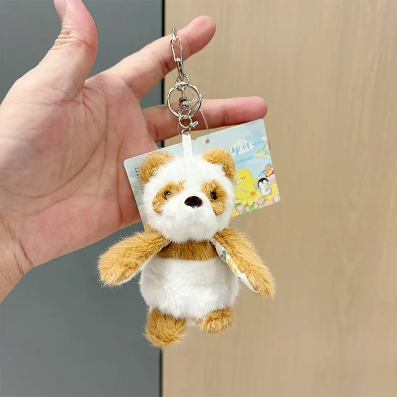 Animal Plush Keychain Toy Cute Cartoon Animal Frog Panda Chick Puppy Elephant Fox Plush Stuffed Doll Pendant Keychain Accessorie