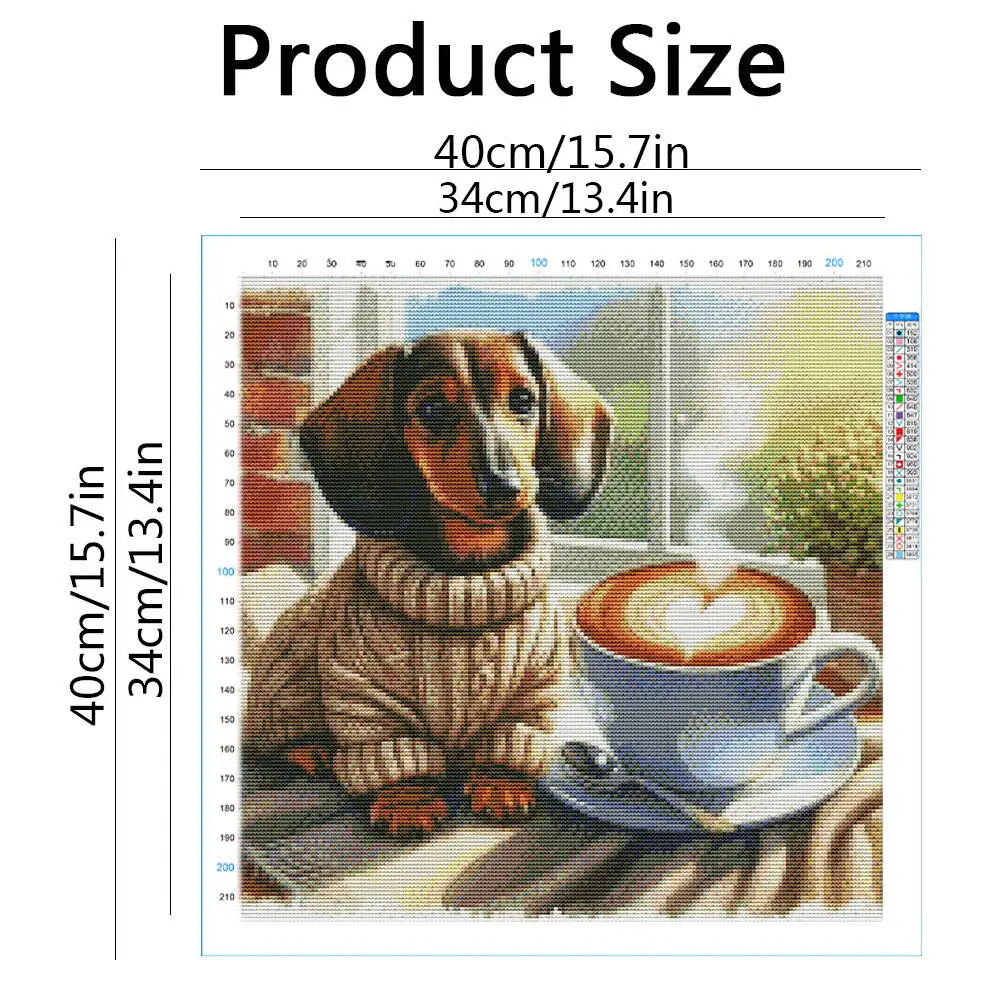 Momoart Cross Stitch Kit Dog Animal DIY Embroidery Supplies Coffee Cup New Arrivals 11ct Printed Canvas Handmade Hobby