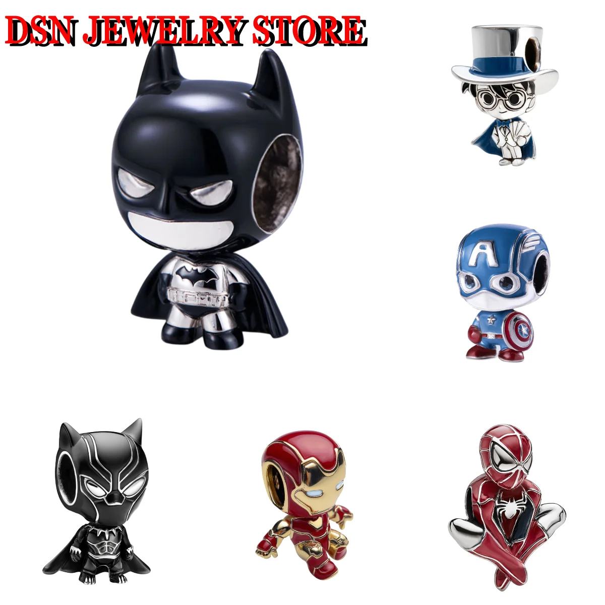 

DSN Jewelry Cute Cartoon superhero Bat Charm 925 Silver bead with Enamel Accents Fit DIY Jewelry Making gift for girlfriend