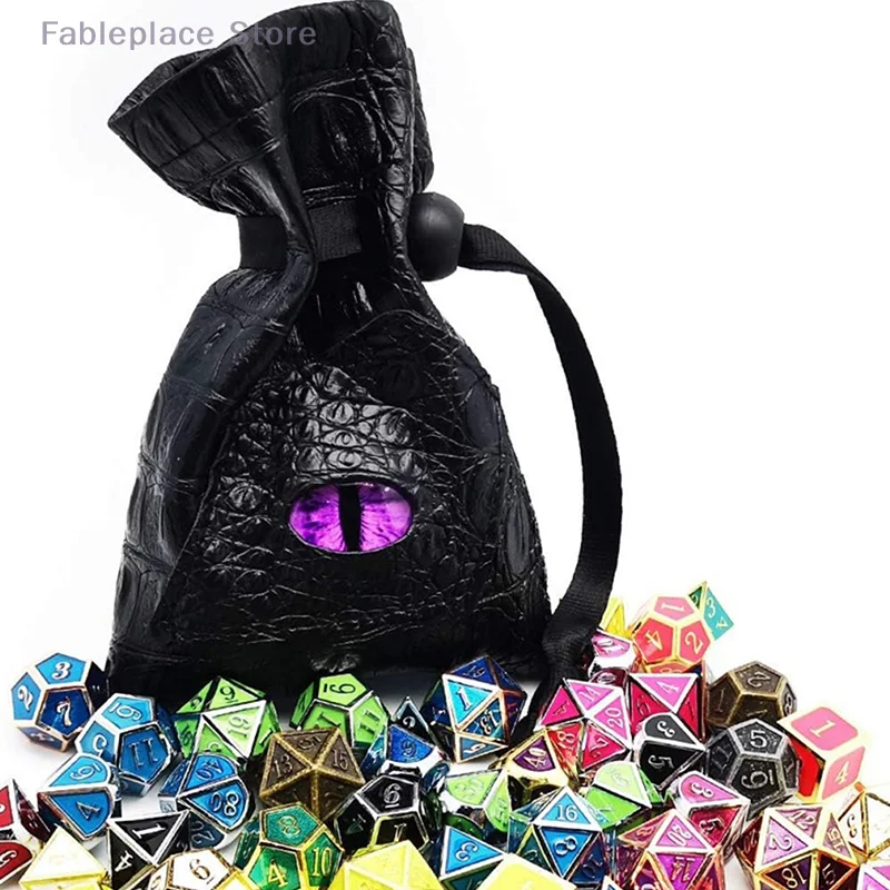 

（Fa）Drawstring Dice Bag PU Leather DND Dice Pouch Tarots Oracle Cards Storage Bag Gift Coins Jewelry Accessories Dice Bag