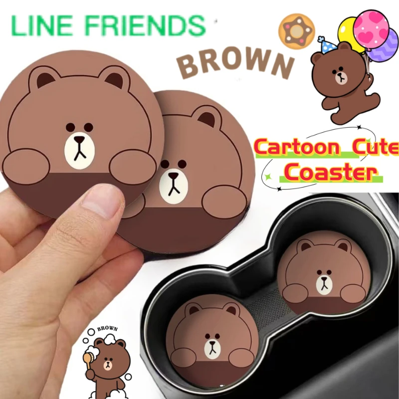 

Новый LINE FRIENDS Коричневый Салли Шоколад Аниме Двумерная подставка Персонализированный креативный автомобильный противоскользящий коврик Подарок для лучшего друга
