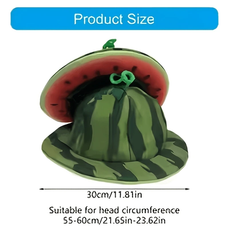 Summer Watermelon Pattern Breathable Quick-Dry Cycling Cap Polyester Fiber Riding Hat Whimsical Fruit Holiday Party Costume