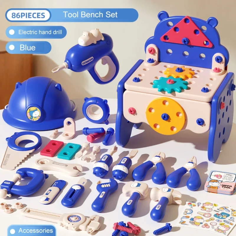 Simulation Electric Drill Screw Twisting Repair Tool Kids Removal Table Engineer Toolbox Play House Education Assembly Boys Toys