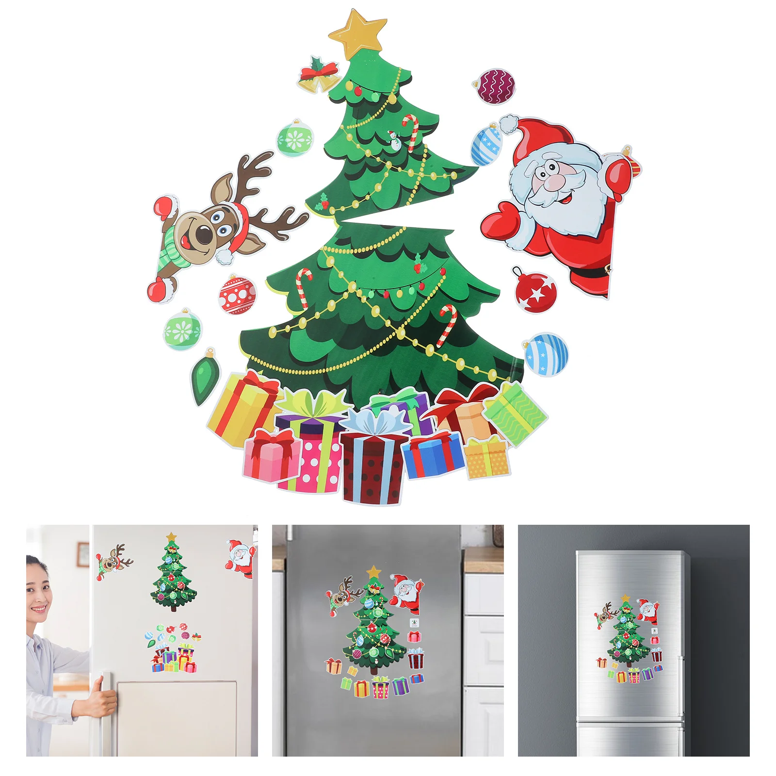 

Christmas Tree Refrigerator Magnetic Sticker Sturdy Festive Home Decor Xmas Fridge Magnet Cartoon Refrigerator Magnet Decal