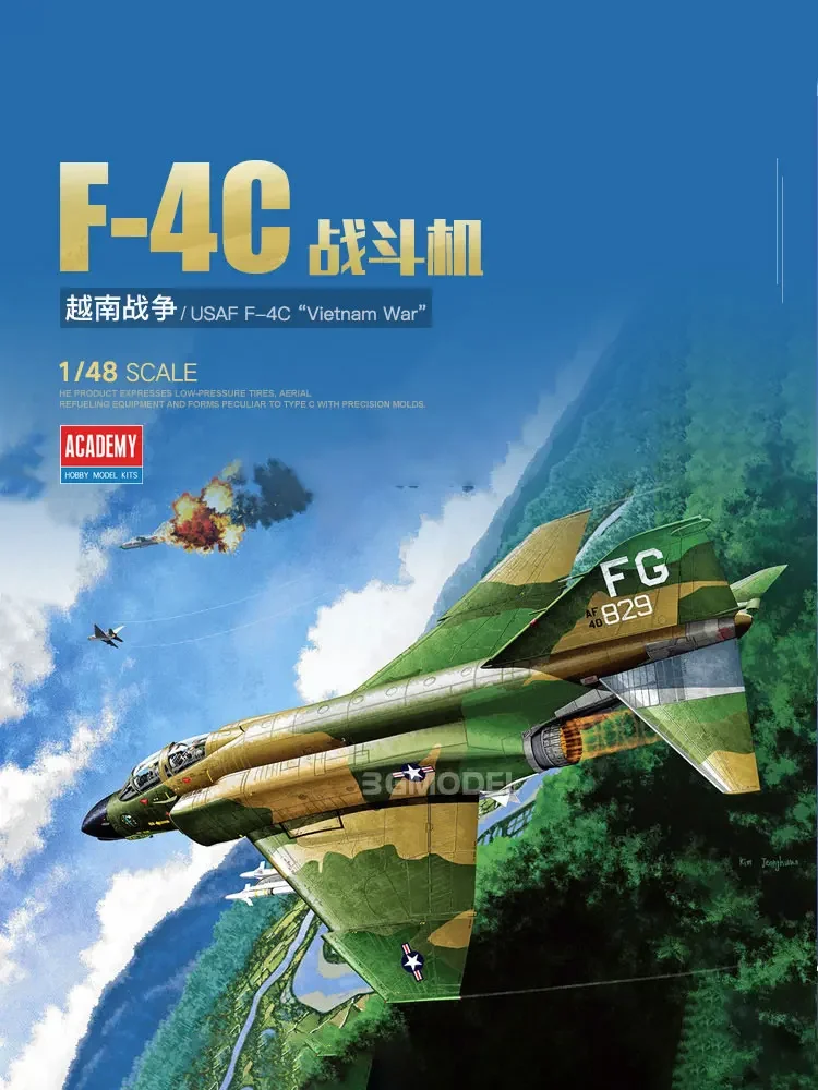 Academy assembled airplane model kit 12294 US Air Force F-4C Vietnam War 1/48