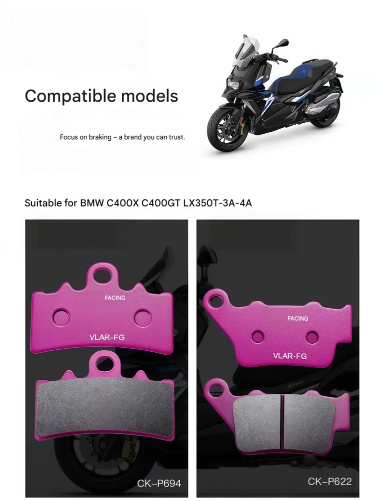 For C400X/C400GT Ceramic Brake Pads Heat Block Insulation Layer Stop Performance Drop On Long Downhill Continuous Braking