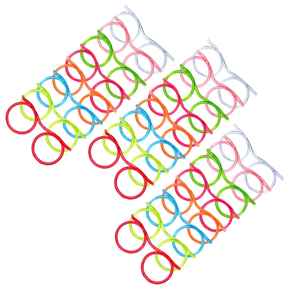 

24pcs DIY Straws Reusable Flexible Tube Crazy Eye Glasses Drinking Straws Party Supplies Kids Birthday Banquet Wedding
