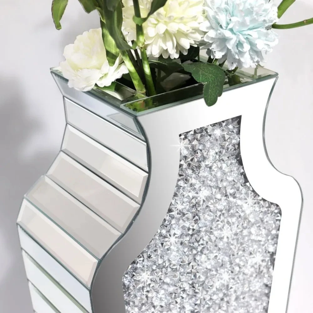 Room Decor Crystal Silver Glass Decorative Mirror Vase Large Size Luxury for Home Decor. Can’t Hold Water Decorations Decoration