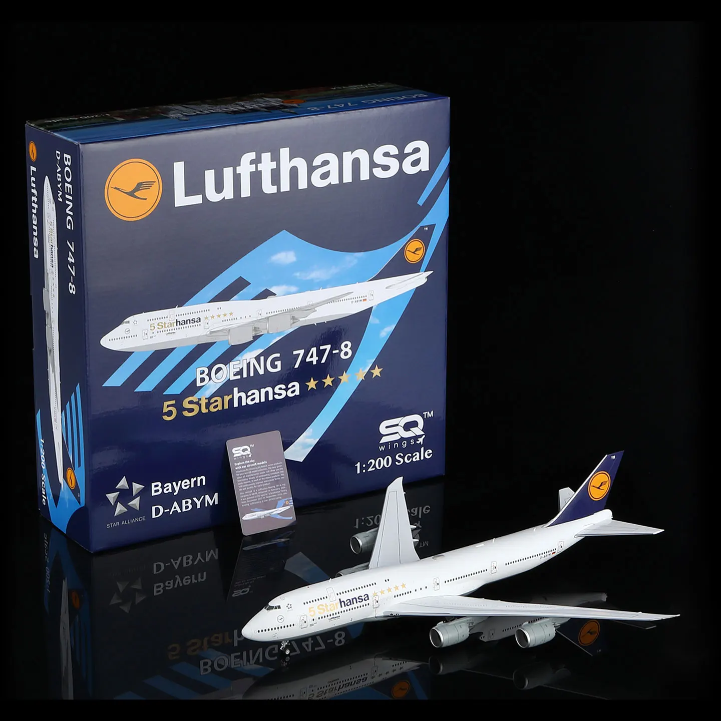 

L2110 Alloy Collectible Plane Gift SQ Wings 1:200 Lufthansa Airlines [StarAlliance] Boeing B747-8 Diecast Aircraft Model D-ABYM