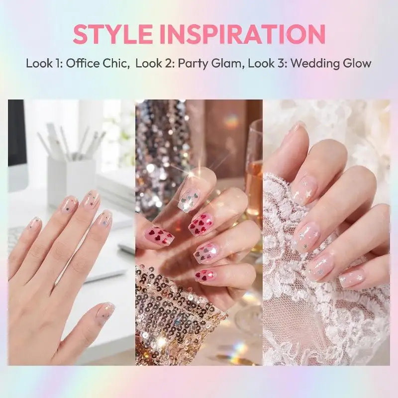 12 Grids Mixed Star Heart Nail Glitter 1mm Star Sequin Nail Art DIY Colorful Sparkling Nail Charms Nail Decoration Accessories