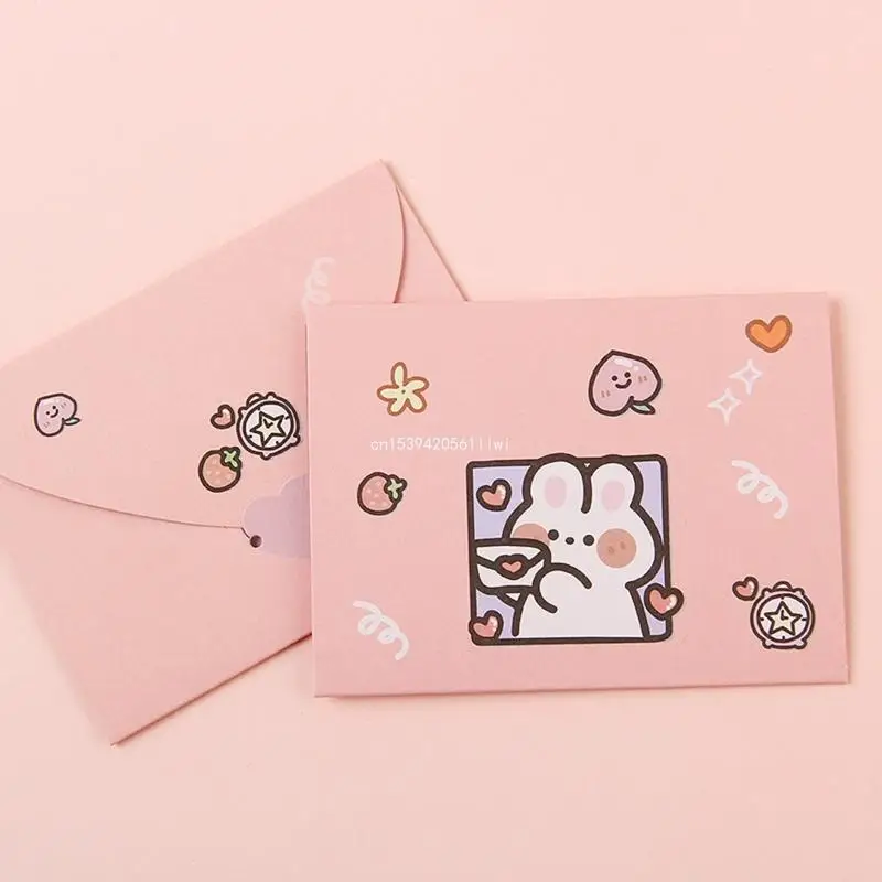 かわいい動物封筒メッセージ感謝カード誕生日の願いはがき折りたたみドロップシップ