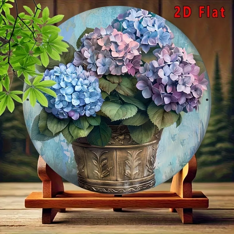 Vintage Hydrangea Elegant Time Aluminum Sign Metal Wall Art for Indoor and Outdoor Decor, Tinplate Home, Restaurant, Cafe,Garage