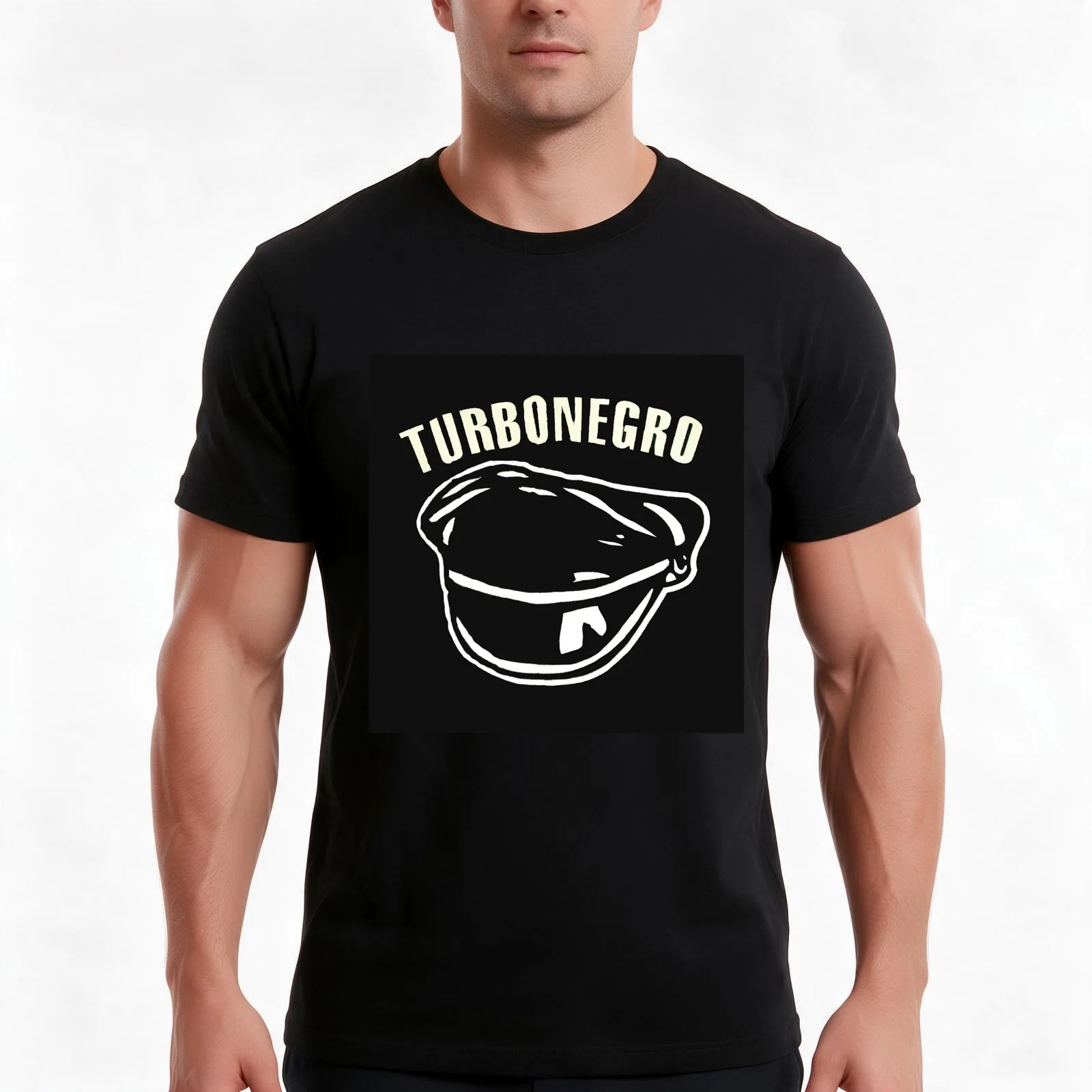 turbonegro T-Shirt, Summer Casual Cotton Tee, Oversized Streetwear Tops, Vintage Graphic Print, Loose Fit Short Sleeve