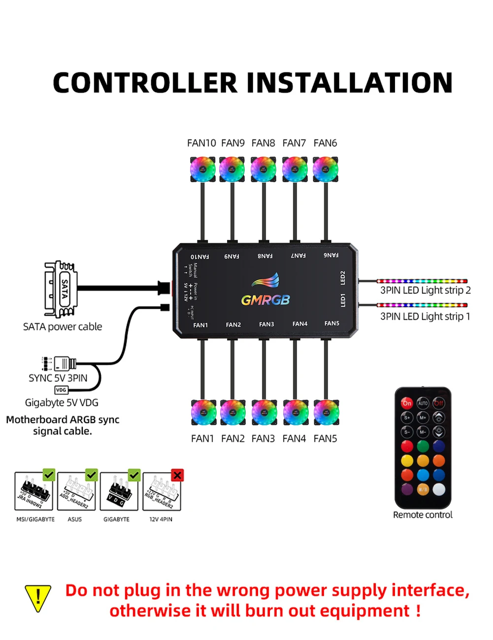 Gmrgb-PC PC用サイレント冷却ファン,6カラフル,120mm,サイレントコンピュータコントローラー,PC