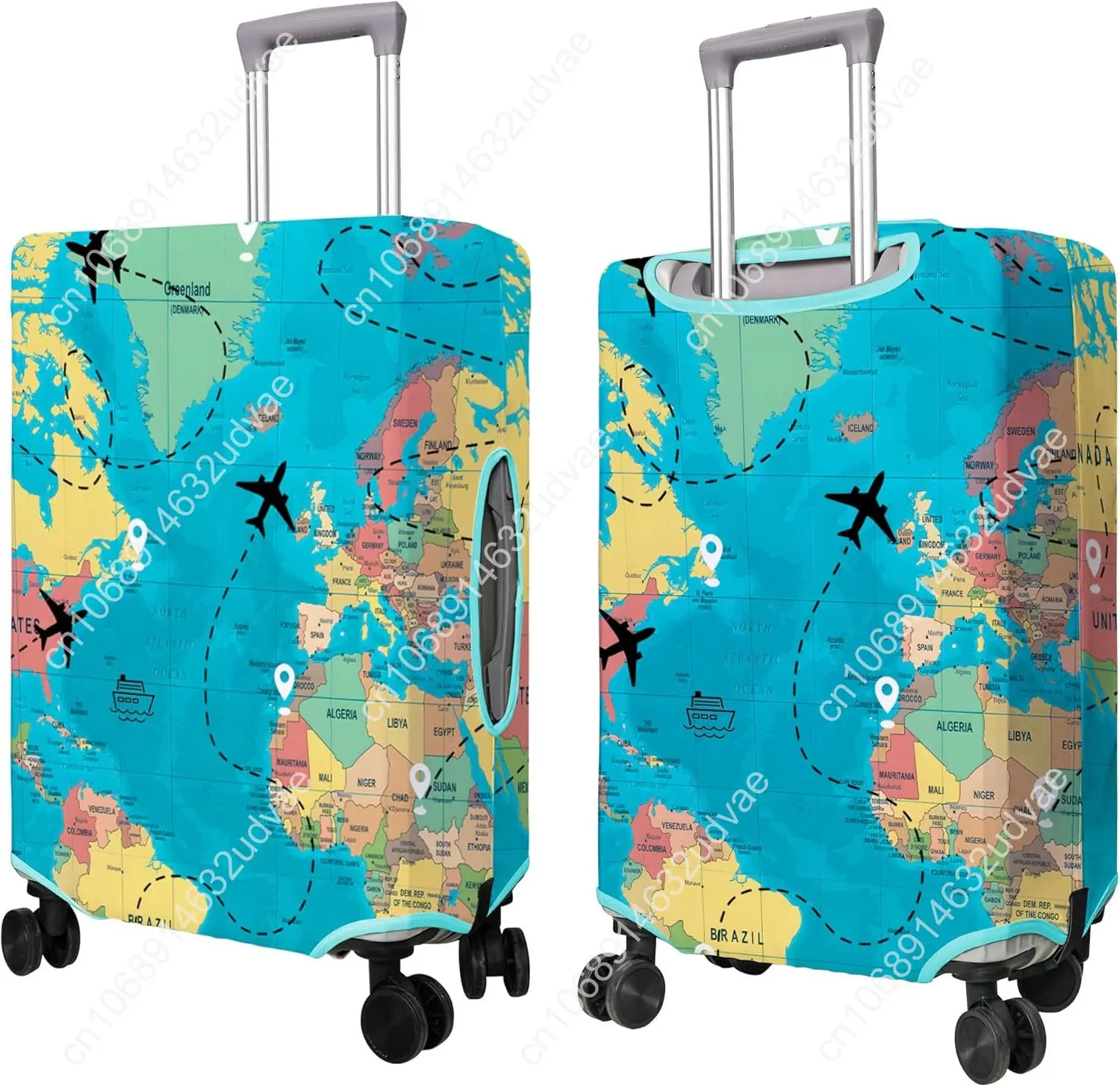 Flight Map Navigation Travel Luggage Cover Suitcase Protector Fits Wheel Covers PatternedTravel Related Items Luggage Protector