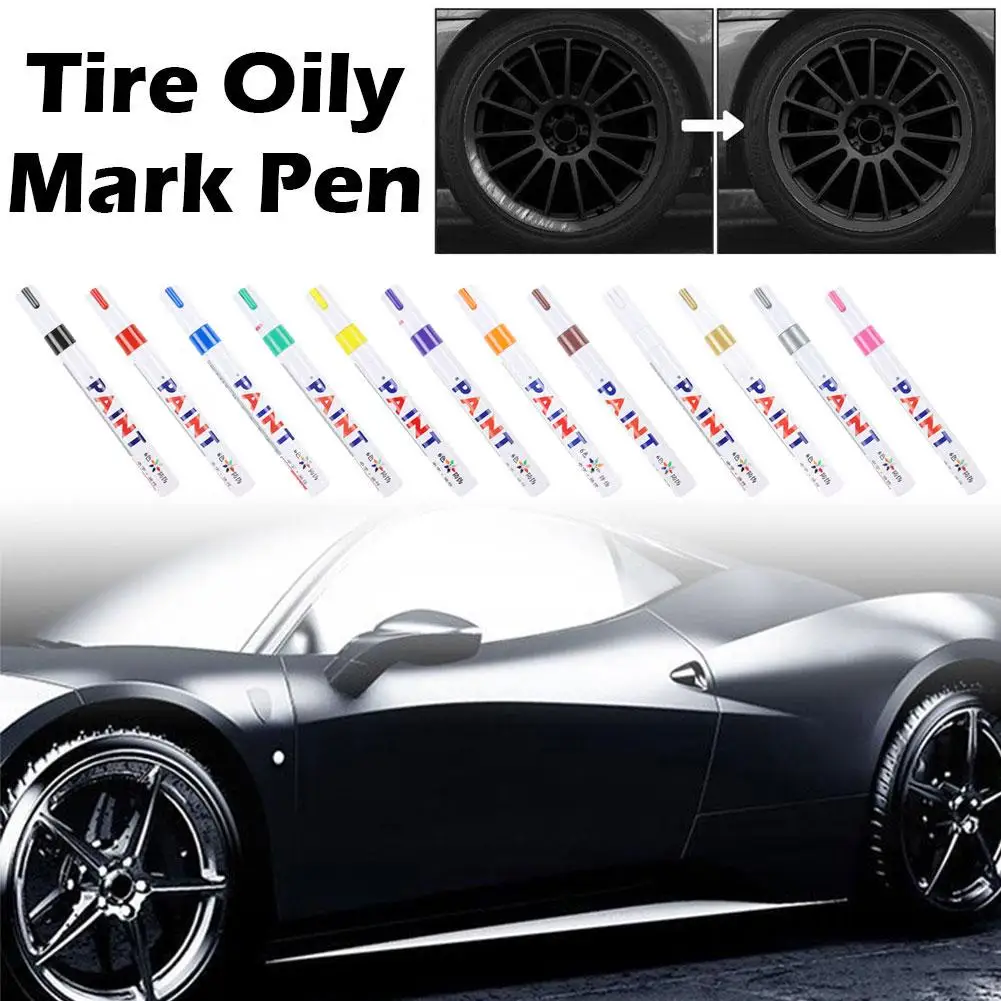 1pc Waterdichte Autolak Pen Autoband Loopvlak Cd Marker Schilderen Band Permanente Auto Mark Pen Metalen Auto rubber Vette Whe D6y7