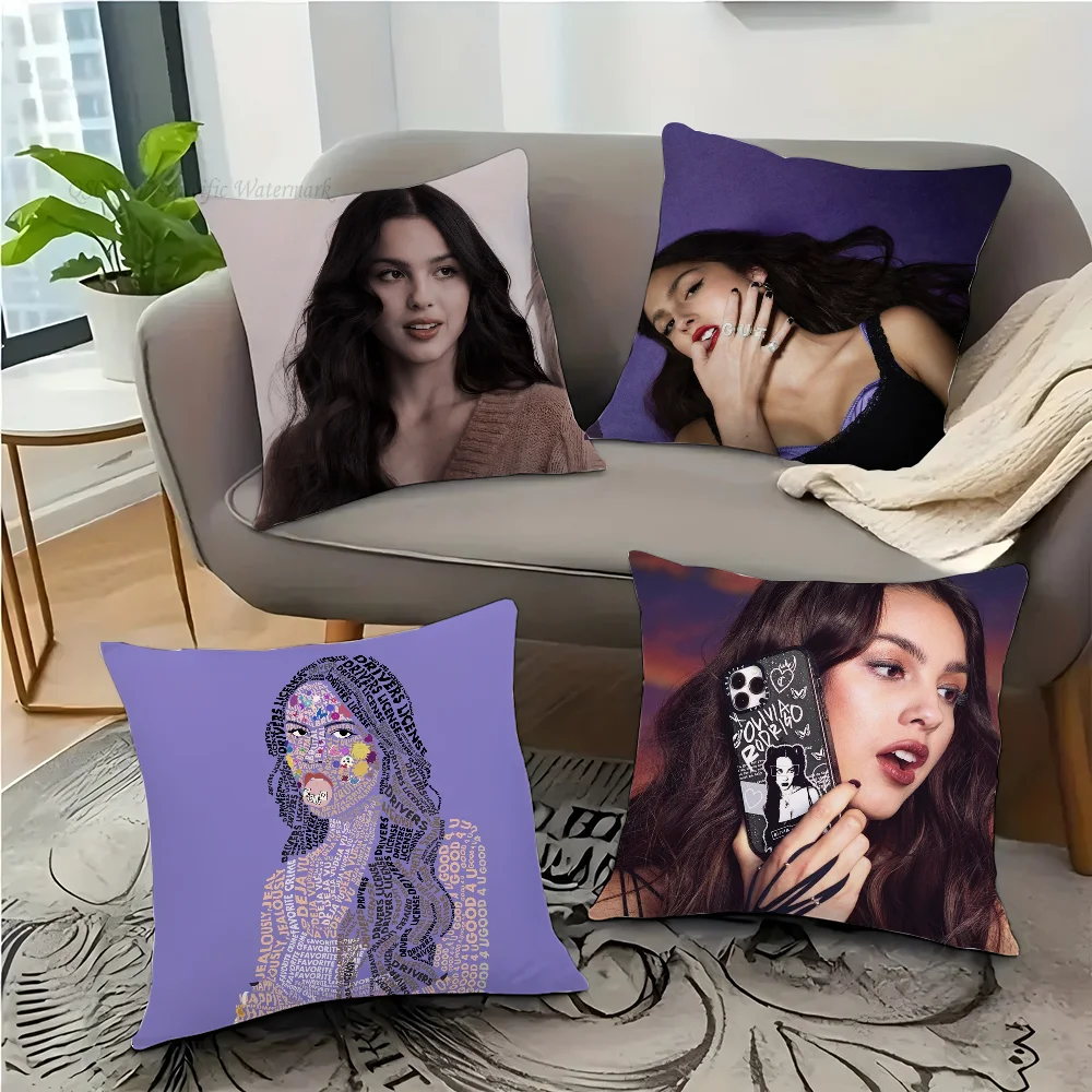 O-Olivia المغني R-Rodrigo كيس وسادة وسادة مربعة غرفة نوم أريكة الترفيه الراحة وسادة سيارة غرفة المعيشة ديكور المنزل 40X40