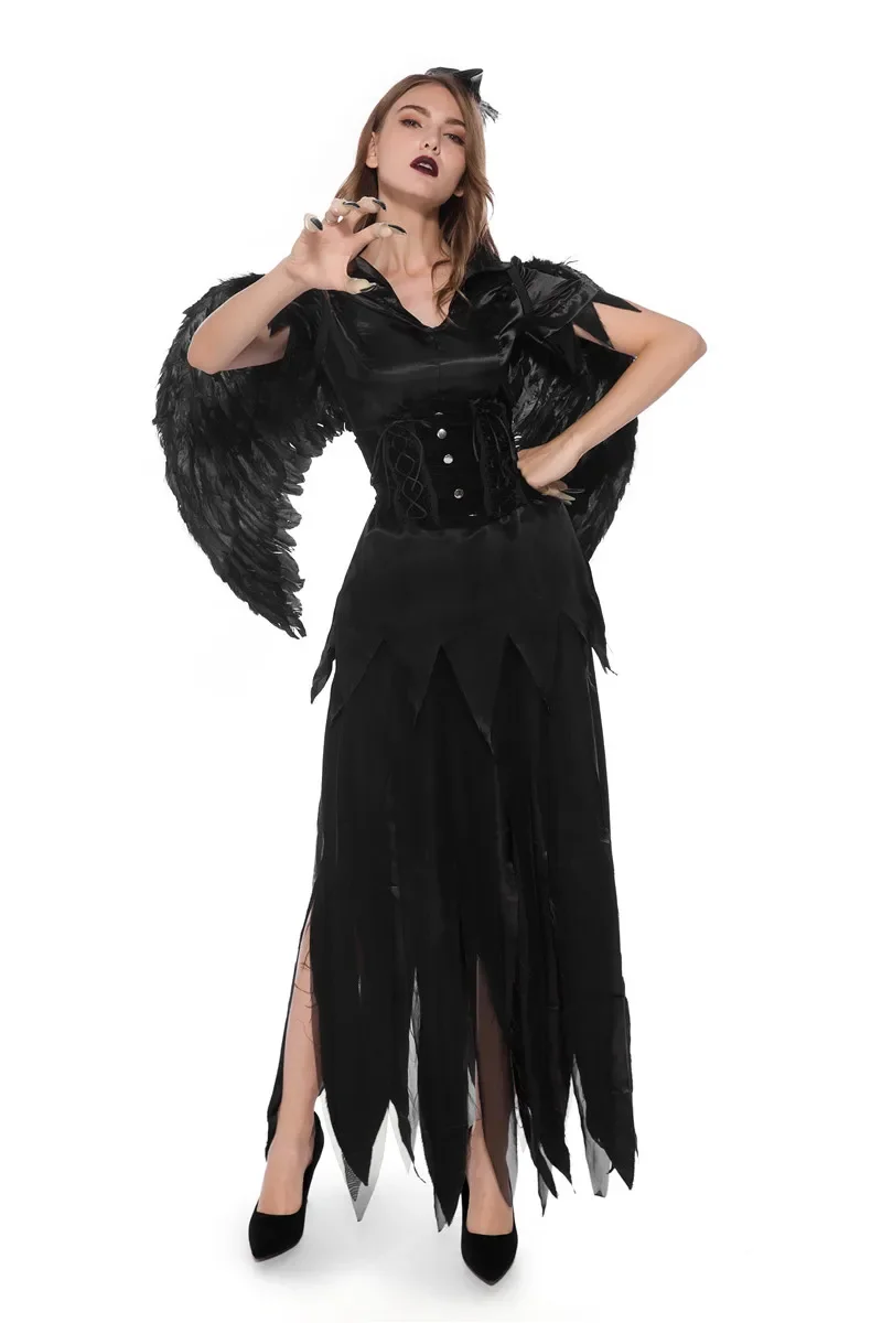 Costume da angelo scuro sexy di Halloween per adulti, costume da vampiro, sposa, demoni, cosplay, costume da festa