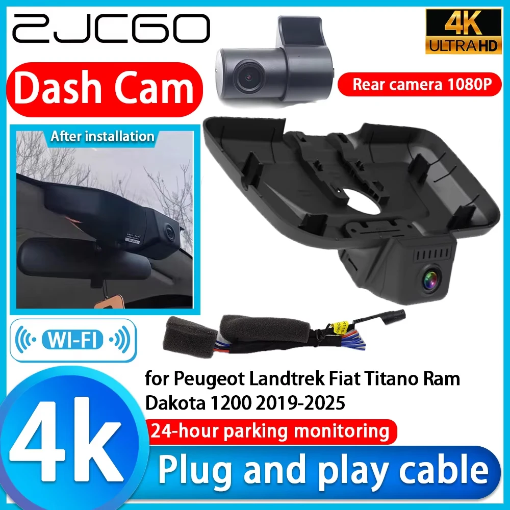 Cámara para Auto con Wifi 4K DVR para Peugeot Landtrek, Fiat Titano, Ram Dakota 1200 2019-2025, Lente Sony, Grabador de Video, Monitoreo 24h