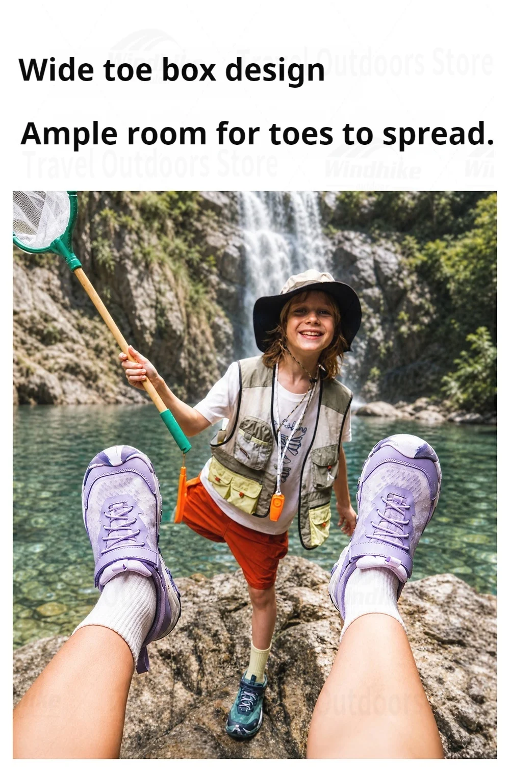 Naturehike Kids' Non-slip Lightweight Hiking Sneakers Anti-Slip Tape Walking Shoes Outdoor Travel Sneakers for River Tracing