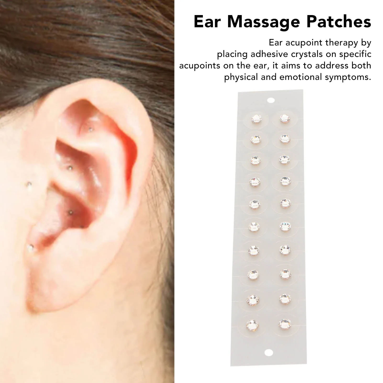 20 Sheet Acupuncture Ear Pressure Patches Disposable Press Needle Ear Acupressure Bead Massage for Ear Sticker Acupuncture Patch