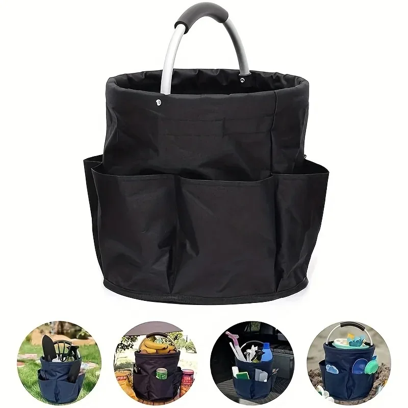 Large Storage Organiser Bag Folding Basket Picnic Tote Outdoor Cleaning Caddy with Handle Tool Bag Cleaning Supplies Convenient