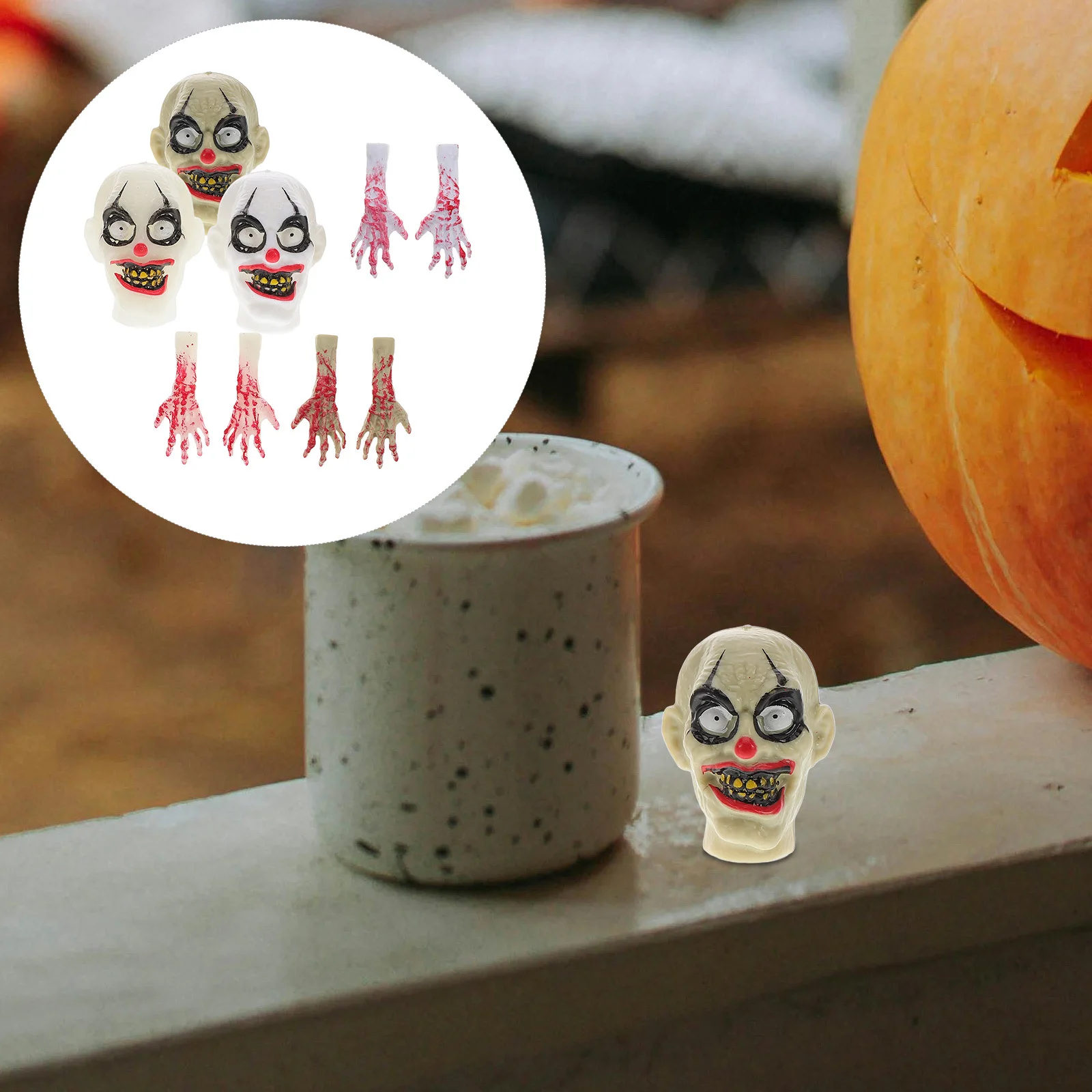 

1Set Bloody Hand Clown Ghost Head Halloween Haunted House Decoration Scary Fake Severed Hand Prop Fake Body Parts