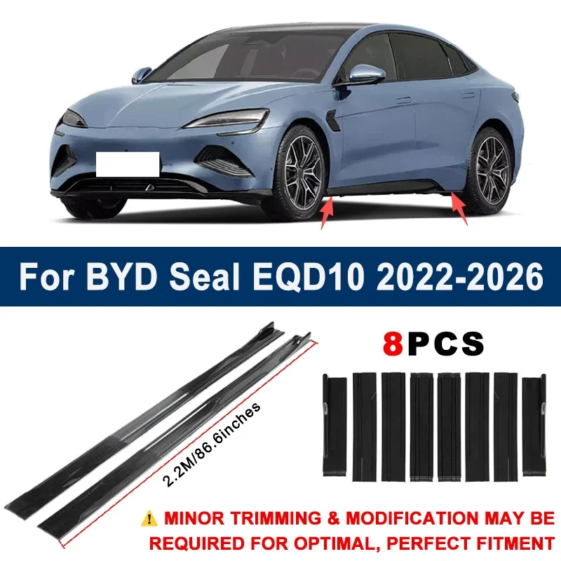 

Aerodynamic 2.2m Sectional Side Skirt Extension Lips Racing Side Spoiler For BYD Seal EQD10 2022-2026 2023 Sport Upgrade Kit