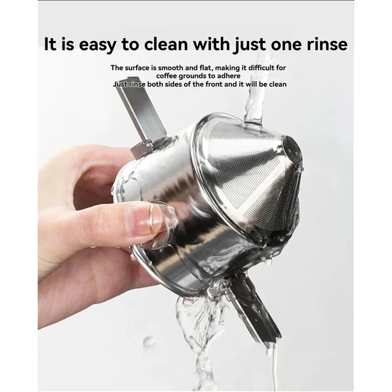 B92A Stainless Steel Coffee Dripper Portable Pour Over Coffee Filter Reusable Slow Drip Coffee Filter For Travel Camping