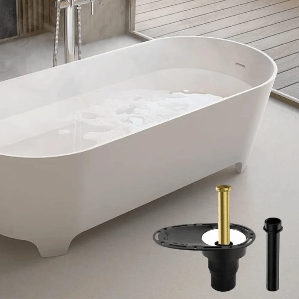 

Stainless Steel Freestanding Tub Drain Kit Dual Size Compatibility Durable Freestanding Bathtub Drain Fast Stand-alone