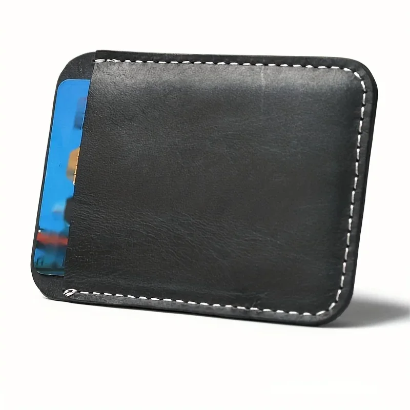 Mini Wallet Thin Genuine Leather Money Clip  Metal Cash Clamp for Man Small Billfold Holder Men Credit Card Slot Slim