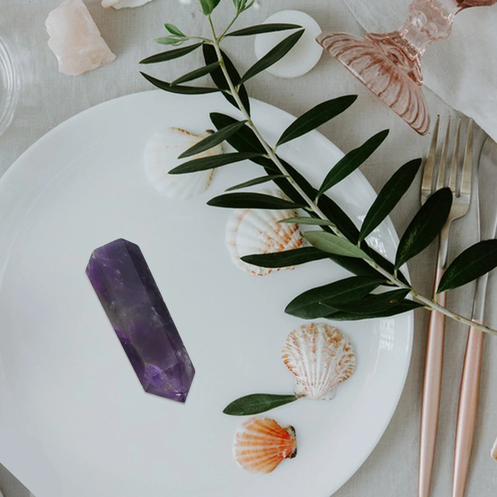 

Natural Crystal Column Amethyst Decor Hexagonal Perfect for Home Office Crystal Column Meditation Stone