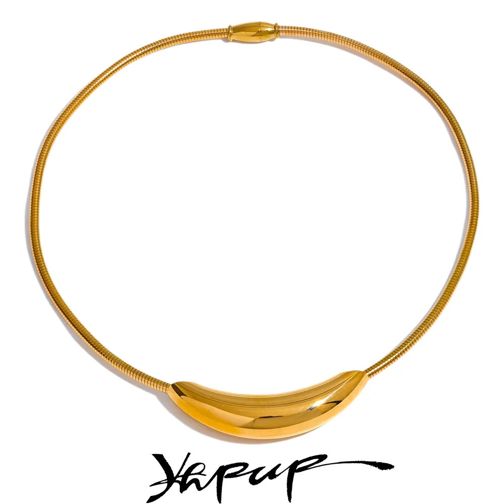 Yhpup Wodoodporny popularny naszyjnik ze stali nierdzewnej Choker Light Naszyjnik damski Metal 18K pozłacany Modna biżuteria