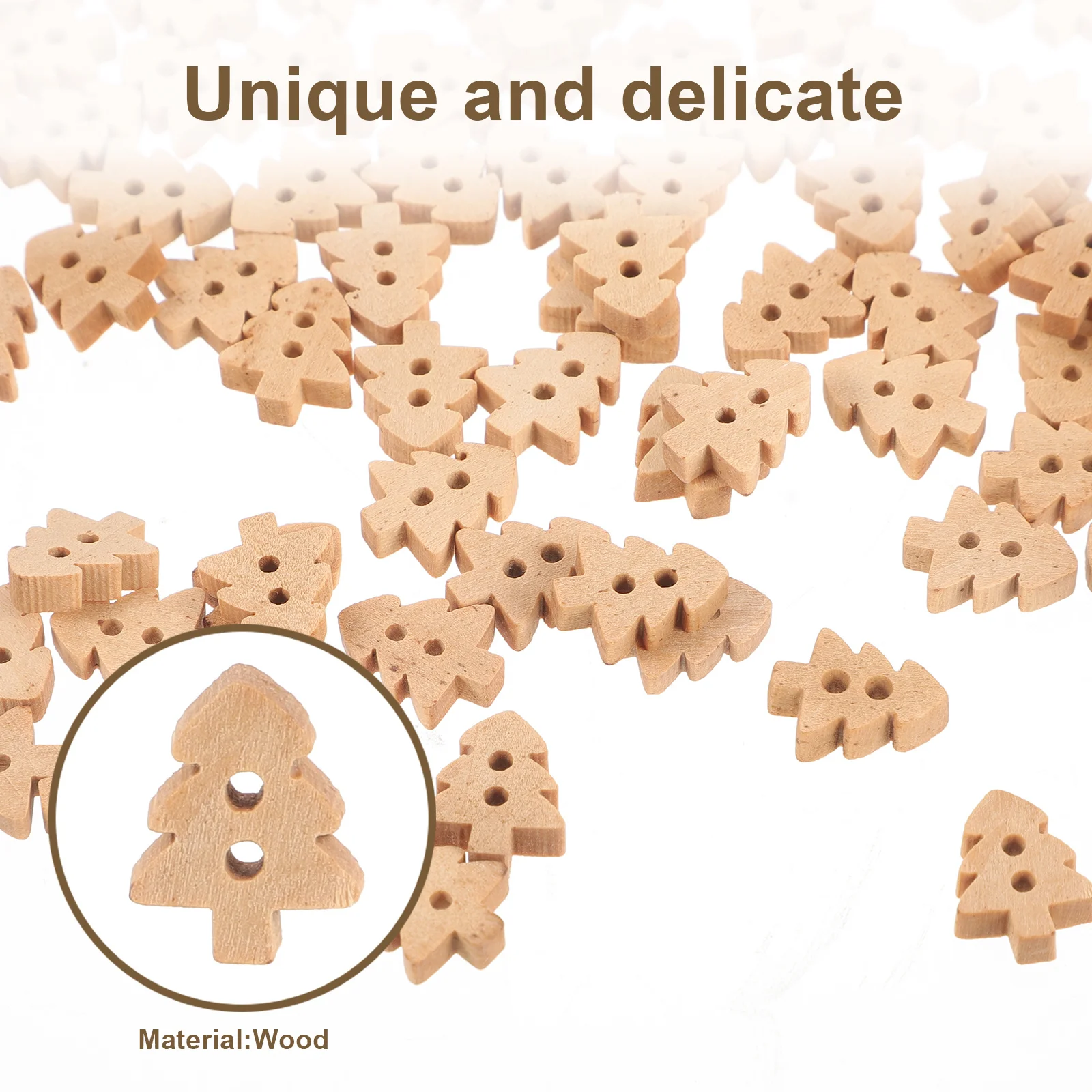 

100Pcs Christmas Tree Wooden Buttons Cartoon Design Sewing Clothes Decorative DIY Craft Buttons Small Coat Button