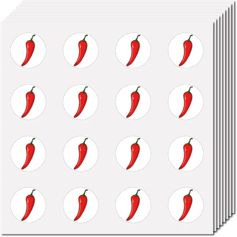 1 Juego de pegatinas de pimiento picante, pegatinas de plástico impermeables para planificador de pimiento rojo, autoadhesivas pequeñas con puntos redondos de dibujos animados