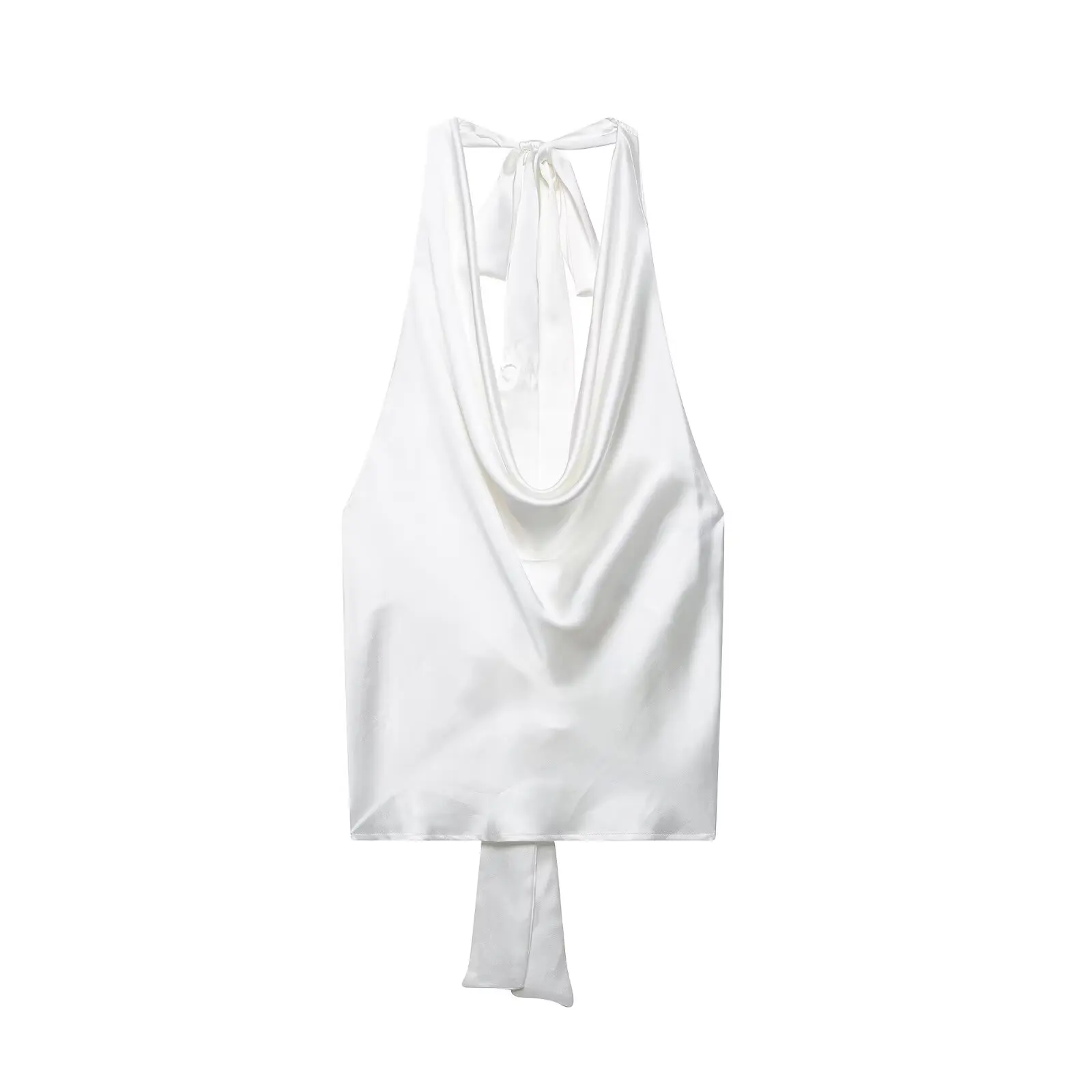 Zevity 2025 Frauen Sexy Ärmellose Backless Bogen Gebunden Soft Touch Bluse Weibliche FashionHalter Shirts Sommer Blusas Chic Tops LS9013