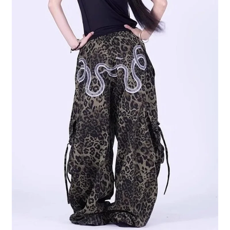 Pantalon de travail ample imprimé serpent rétro américain, beau Hip-hop de rue, nouvelle collection été, danse de rue, sport