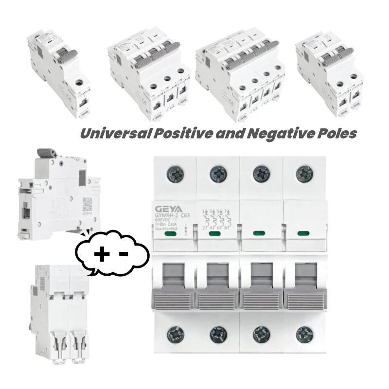 GEYA Unpolar DC MCB 12V 24V 48V 60V 110V~600V Solar PV Leistungsschalter Batterie schützen positive negative Kurzschluss – Detail 5