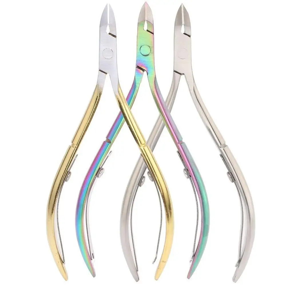 Nail Cuticle Scissors Stainless Steel Manicure Pedicure Tools Golden/Silver/Rainbow Dead Skin Scissor Nipper Clipper Tool