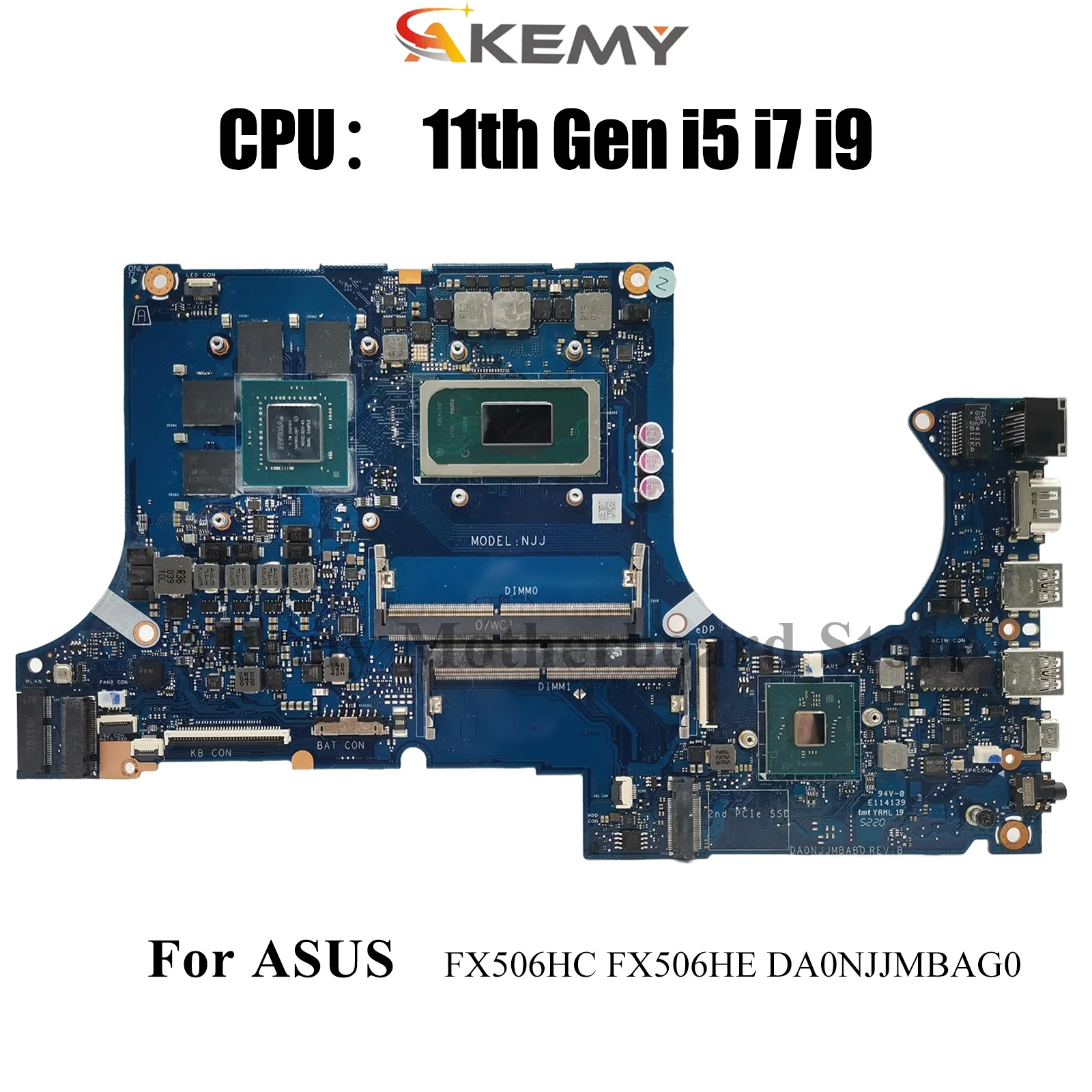 

DA0NJJMBAG0 Laptop Motherboard For ASUS TUF Gaming FX706HC FX706HF FX506H FX706HE Mainboard With 11th Gen i5 i7 i9 tests OK stk