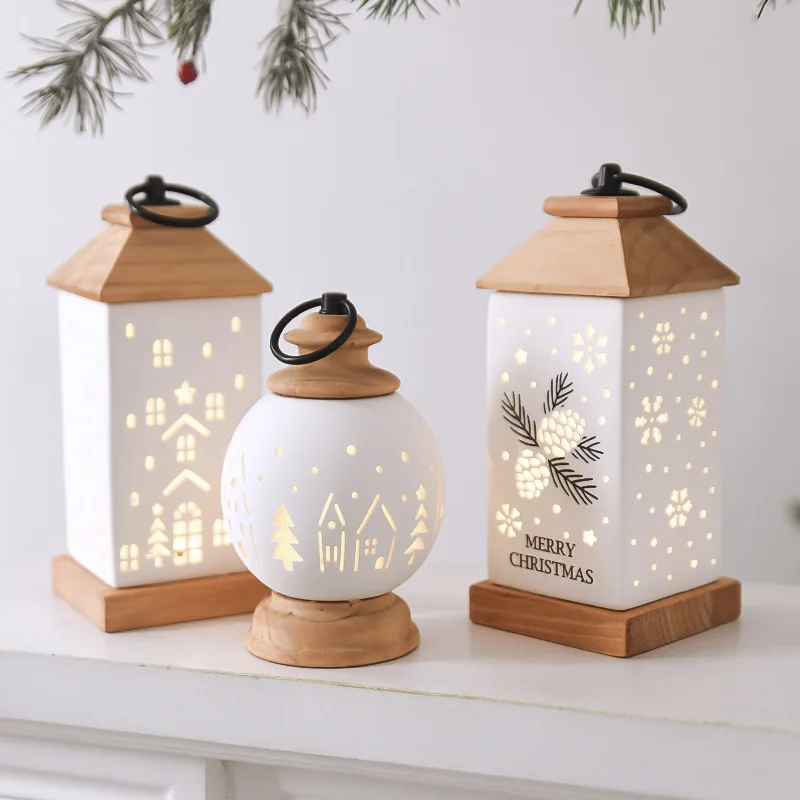 Ceramic Oil Lamp House Decoration Ornament Christmas Desktop Decor for Home Window
