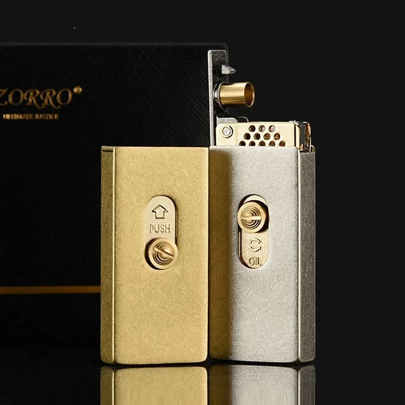 New Pure Brass Windproof Kerosene Lighter Classic Retro Originality Automatic Ejection Ignition High End Gift Lighter