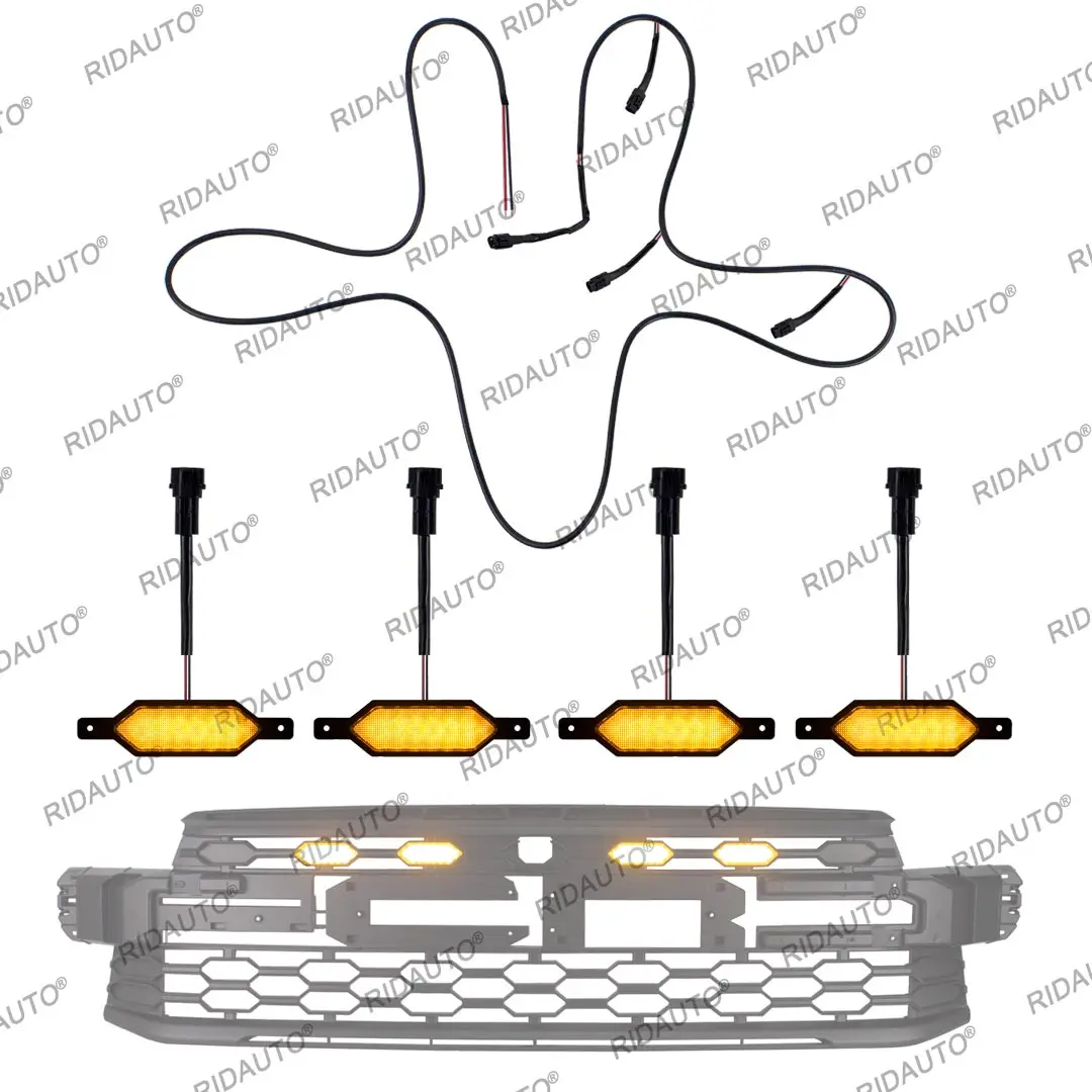 DIY Amber Yellow White LED Raptor Light Fit Aftermarket Raptor Grille for NEXT GEN FORD RANGER RAPTOR 2023 2024 2025 DRL Lamp