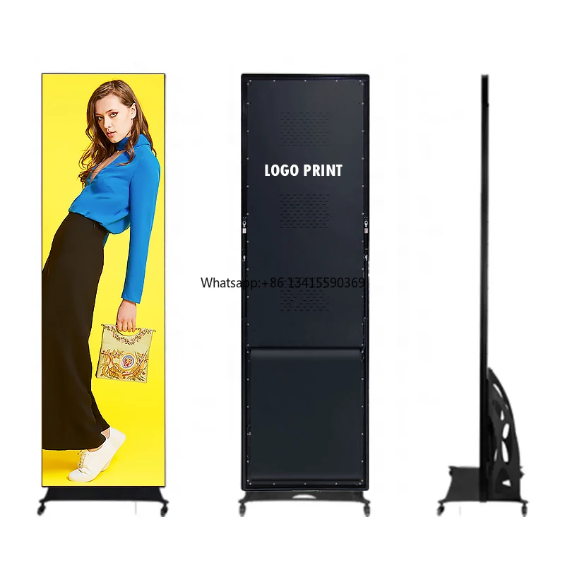 Wifi Control Poster LED Display Floor Standing Portable P1.8 P2 P2.5 P3 Indoor Advertising Screen Digital LED Poster