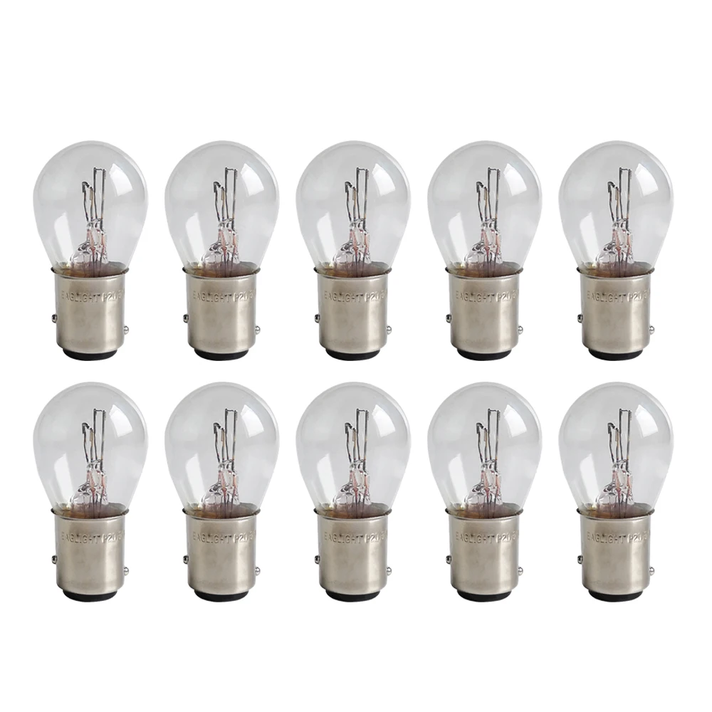 10X 12V 1157 BAY  15D 21/5W Natural White Glass Double Filament Warm White Car DRL Stop Brake Lights Halogen Bulb