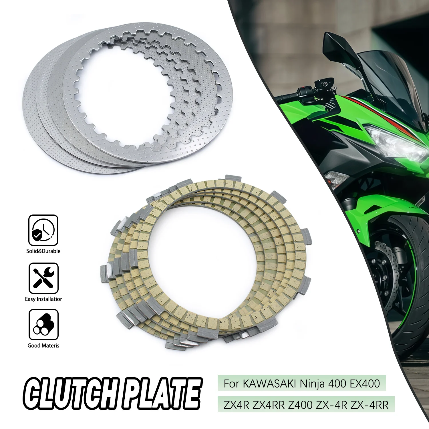 

Accessories Moto For KAWASAKI Ninja 400 EX400 ZX4R ZX4RR Z400 ZX-4R ZX-4RR 2018-2024 Ninja400 Clutch Friction Plates Steel Plate